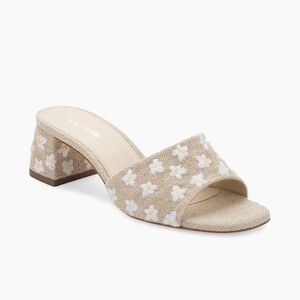Larroudé Brigitte Flower Embroidered Linen Mules